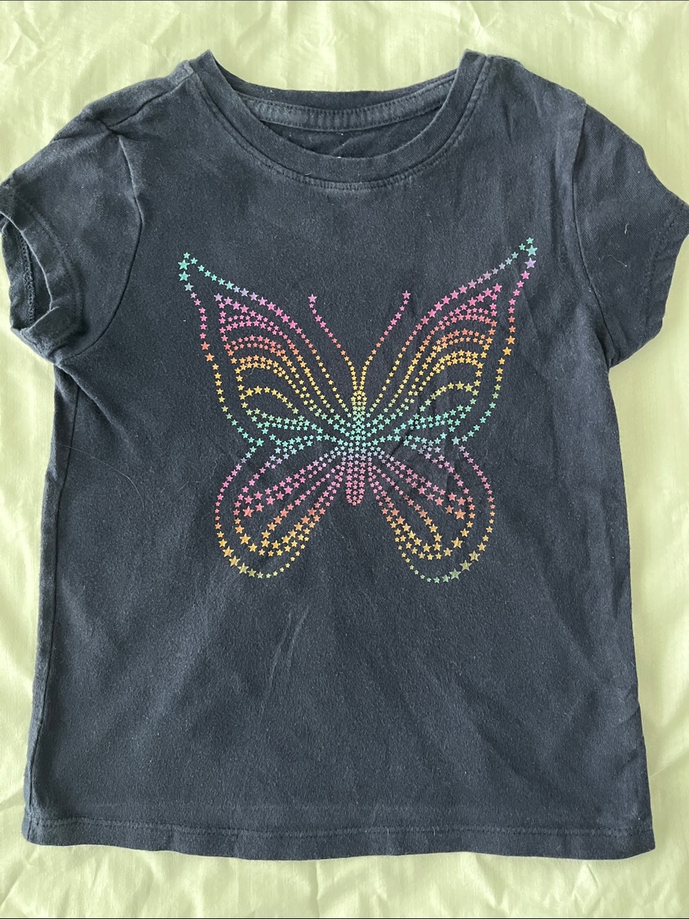 Gap Girls navy Short Sleeve Tee with Rainbow Butterfly